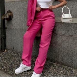 ZARA NEW WITH TAGS FULL LENGTH PANTS TROUSERS PINK REF. 7385/495
